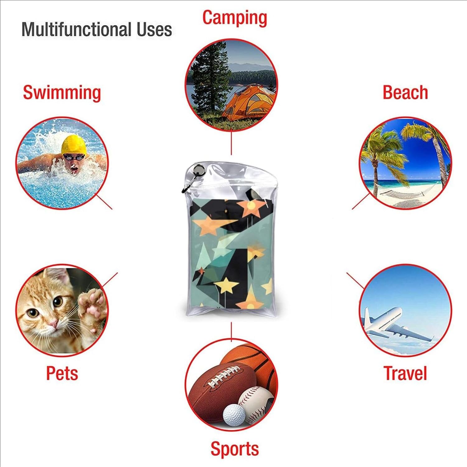 Atomic Stars Retro Pattern Quick Drying Bath Towel,Microfibre Soft Large Bath Towel,Highly Absorbent Dry Quickly Bath Sheet