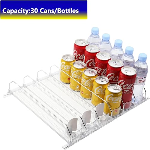 Miniatura 5 de Dispensador de latas de soda para refrigerador, organizador automático de refrigerador Pusher Glide y ancho ajustable, almacenamiento de 30 latas