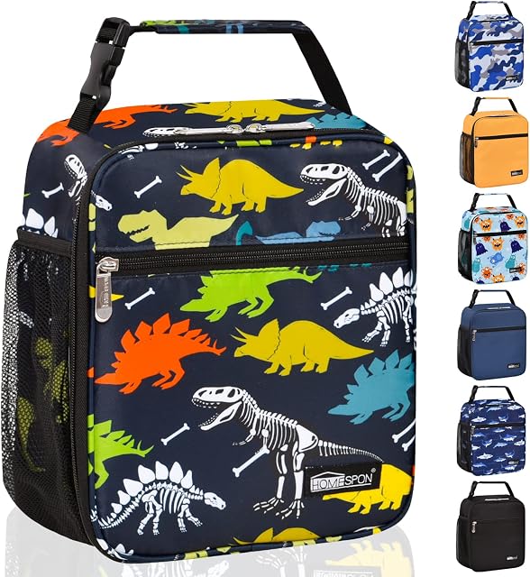HOMESPON Insulated Lunch Bag for Kids Boys Girls Teens School Lunch Box with Bottle Holder (Dinosaur)