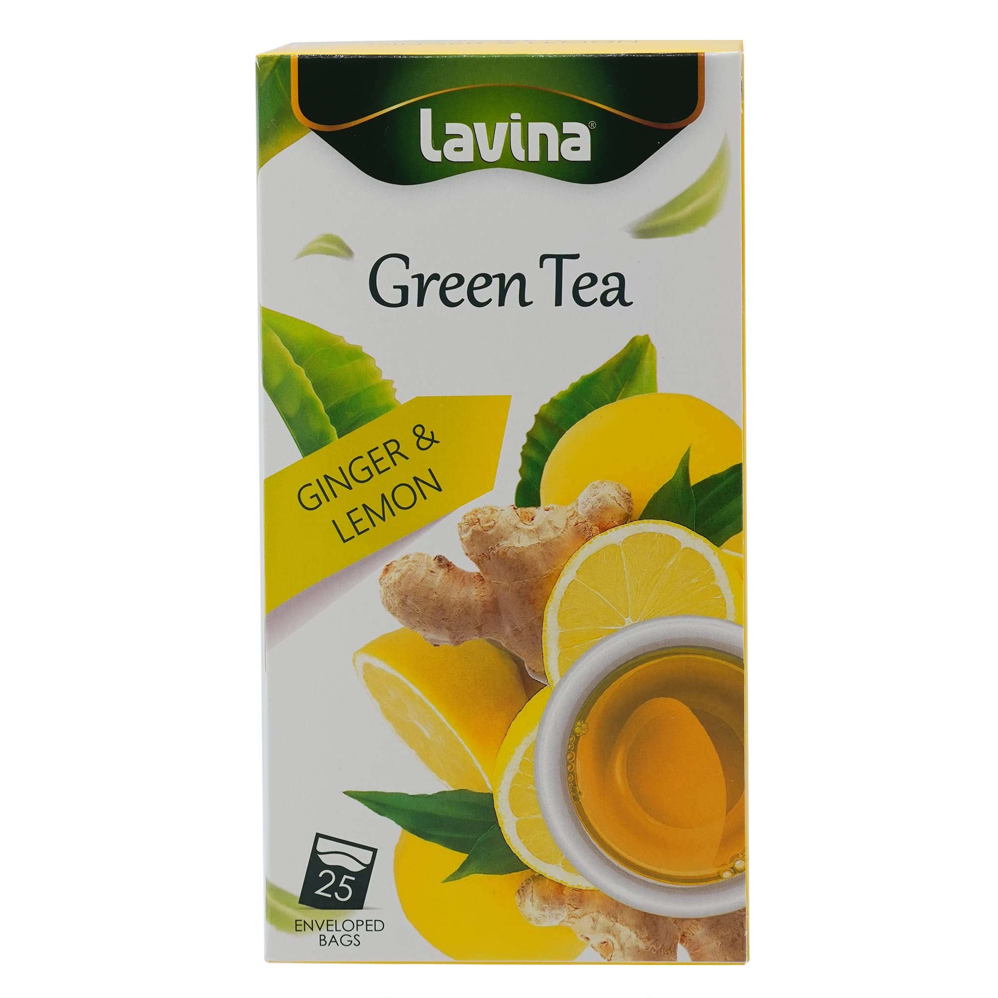 Lavina Green Tea Ginger & Lemon 25s Enveloped Bags (2g x 25)