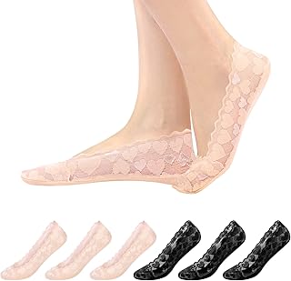 No Show Socks for Women - Lace Flat Socks Thin Non Slip Low Cut Liner Socks Boat Invisible Socks For High Heel Shoes