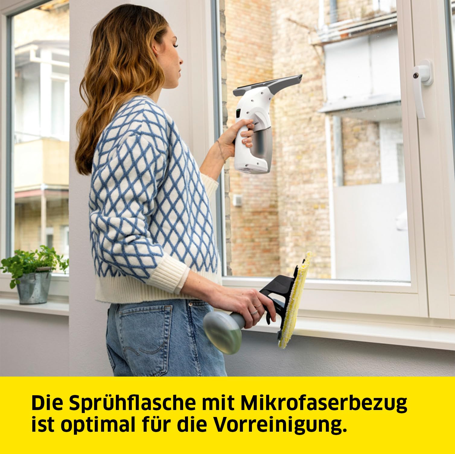 Kärcher Fenstersauger WV 1 Plus, Akkulaufzeit 20 min, LED-Ladezustandsanzeige, Schmutzwassertank 100 ml, Arbeitsbreite 250 mm