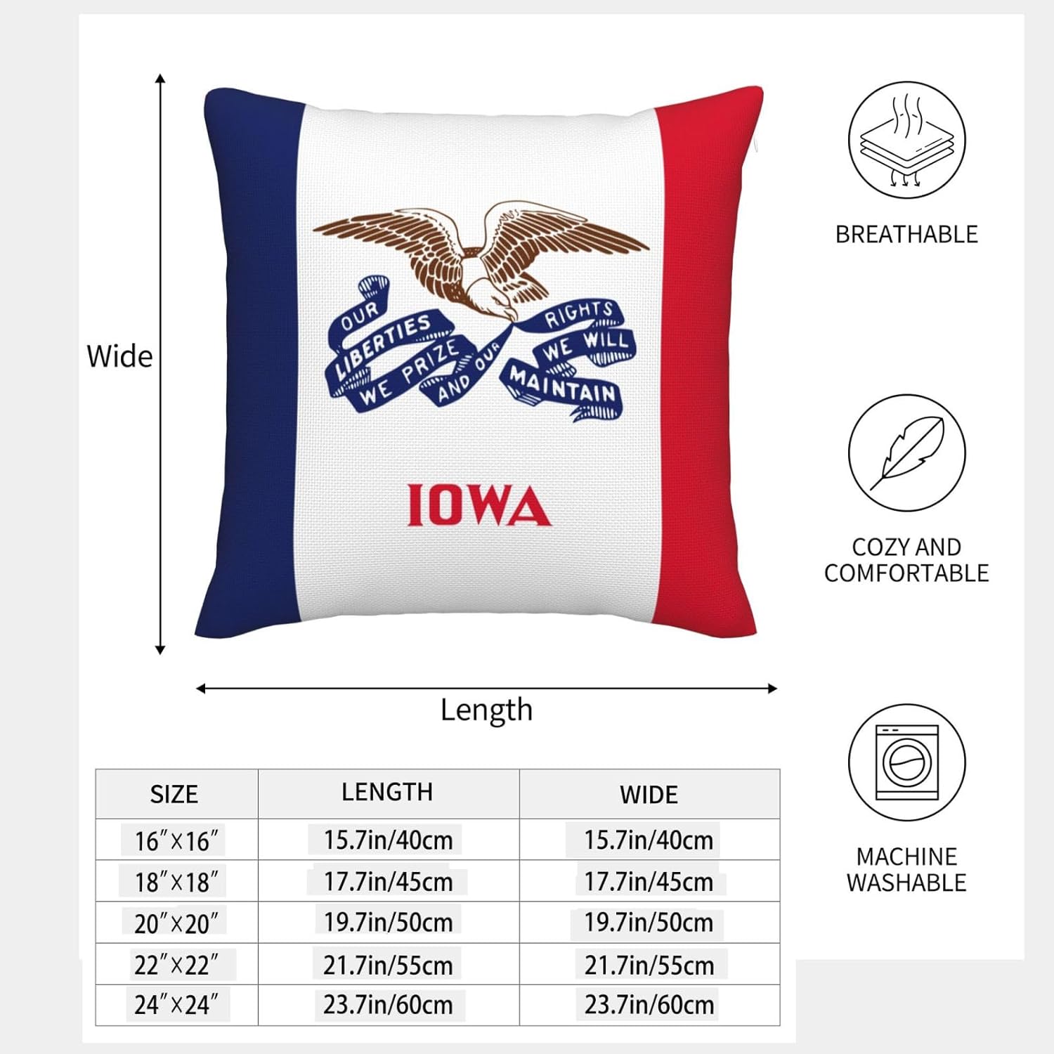 Iowa State Flag Imitation Linen Pillowcase -2 Sets, Fashionable Home Decoration, Used for Sofas, Gardens, beds