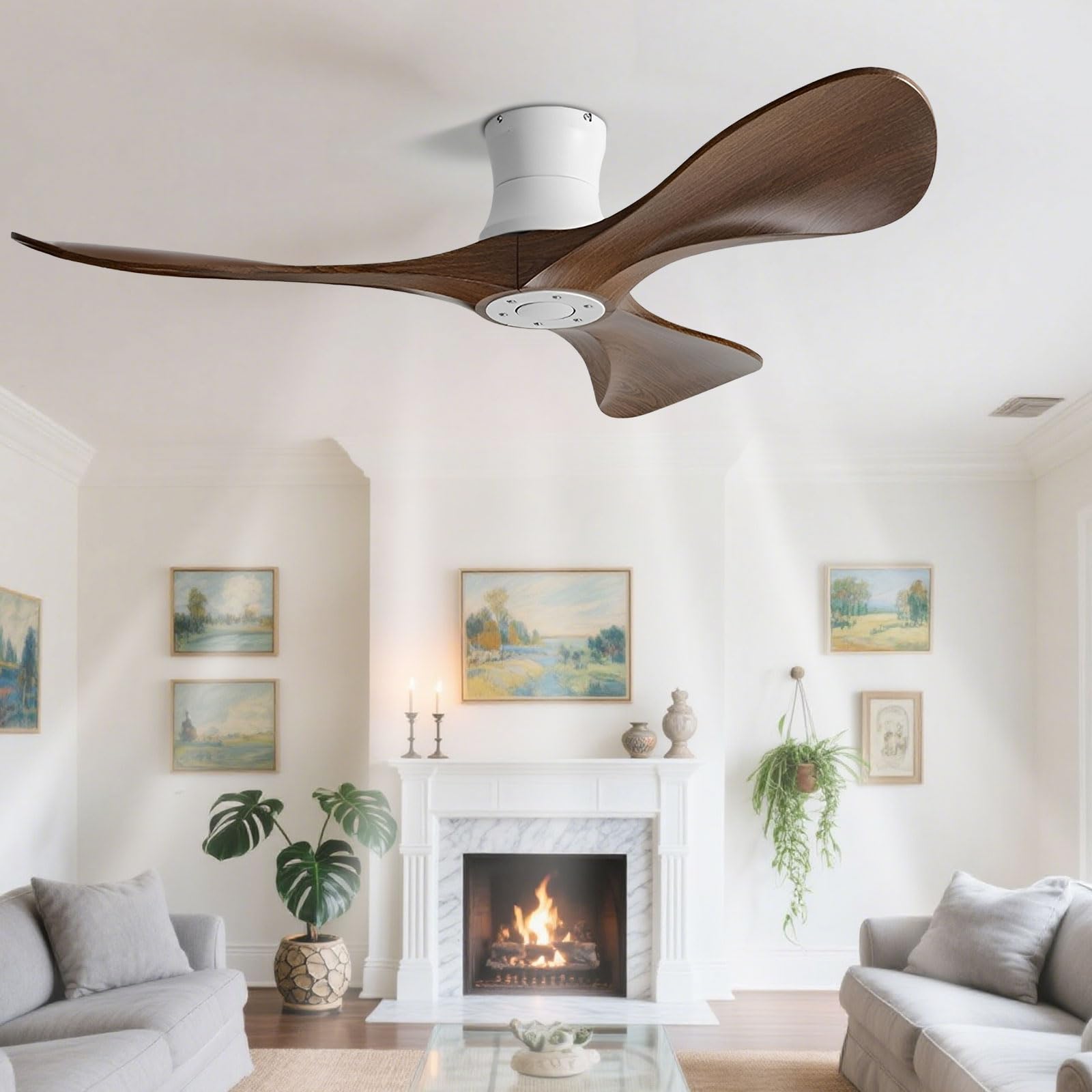 IBalody Low Profile Ceiling Fans Without Lights Modern Indoor Ceiling Fan With Remote Control 6 Speeds, DC Motor Flush Mount Ceiling Fan No Light For Bedroom Living Room Restaurant Patio