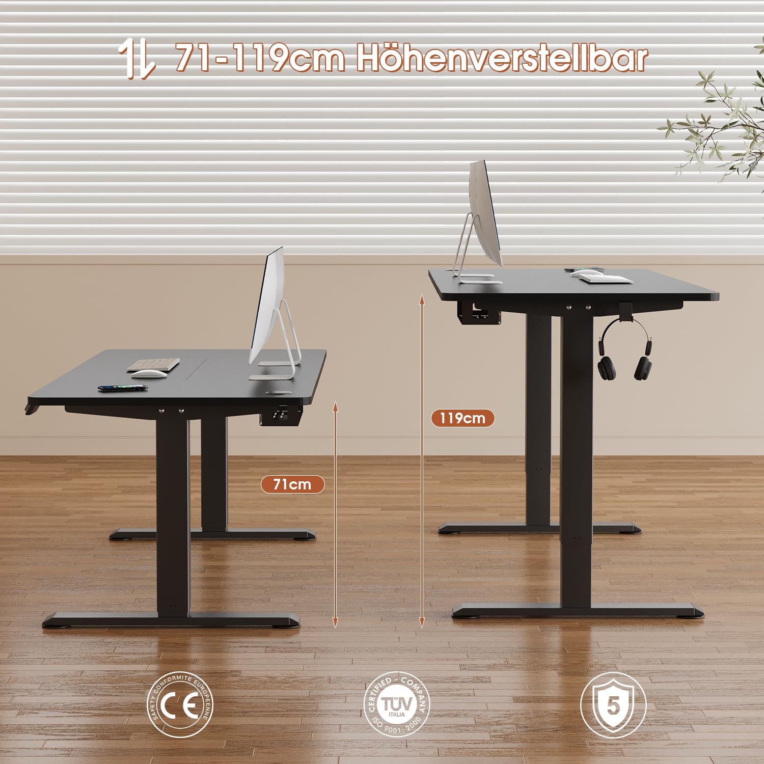 Bureau in hoogte verstelbaar slinger (160