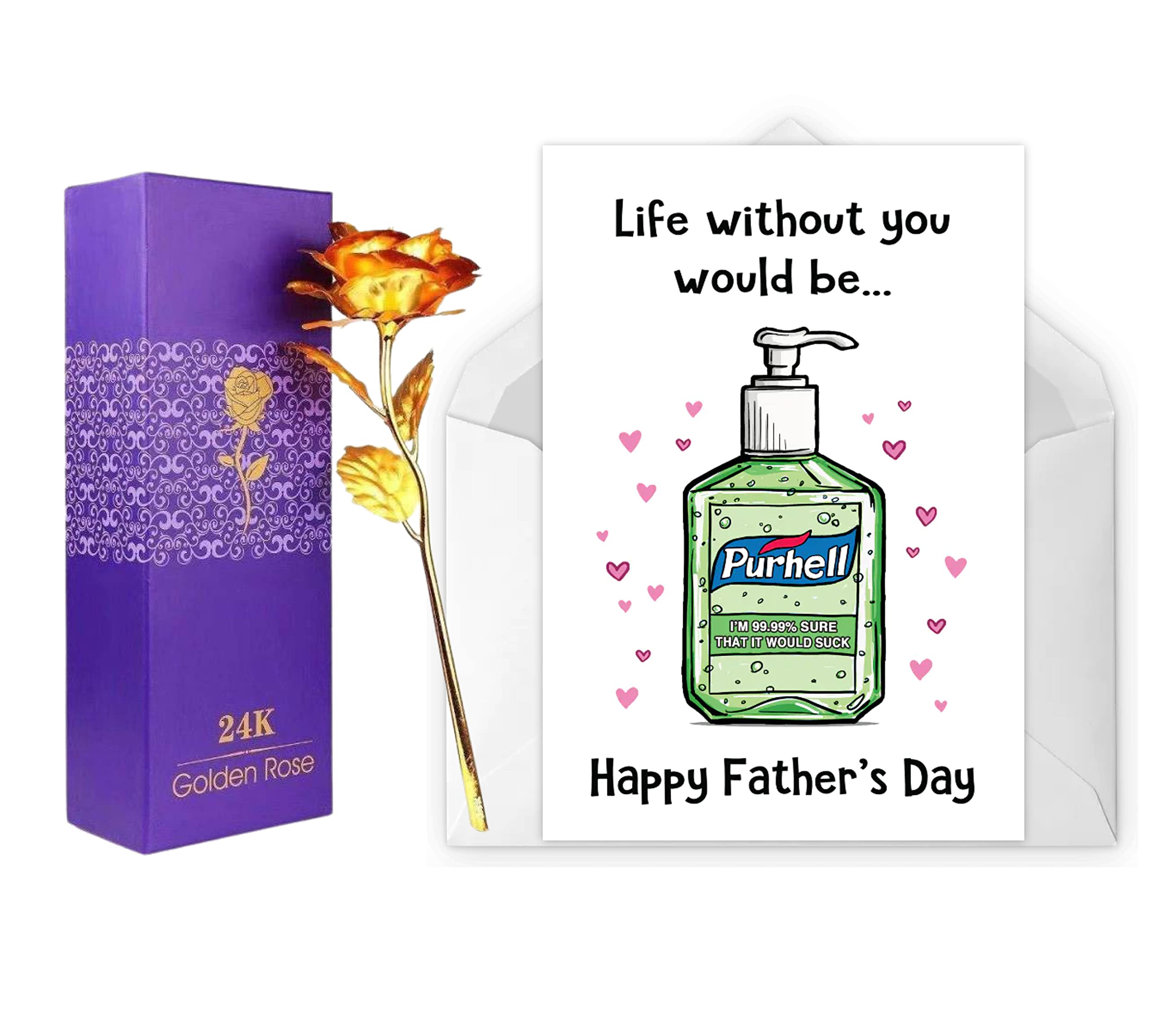 Vending India Personalised/Customised Greeting Card Series - Dad/Father's Day Card With a Golden Rose (Purhell Fathers Day)