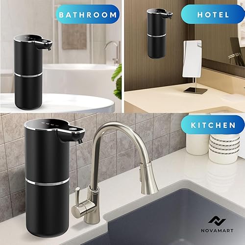 Miniatura 6 de Dispensador de jabón de espuma con sensor automático, dispensador de lavado de manos sin contacto con modos de espuma de 4 velocidades, capacidad de