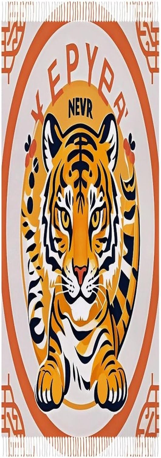 New Year Tiger Logo Design Scarf for Women Men Soft Warm Fashion Blanket Scarves Classic Cashmere Feel Scarf Long Shawl Large Scarves Cold Weather Thick Blanket Scarfs
