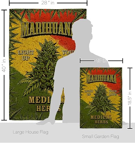 Miniatura 2 de Marihuana Burlap Garden House Flag Set Novelty Trendy Decoration Banner Small Yard Gift Double-Sided, Made in USA