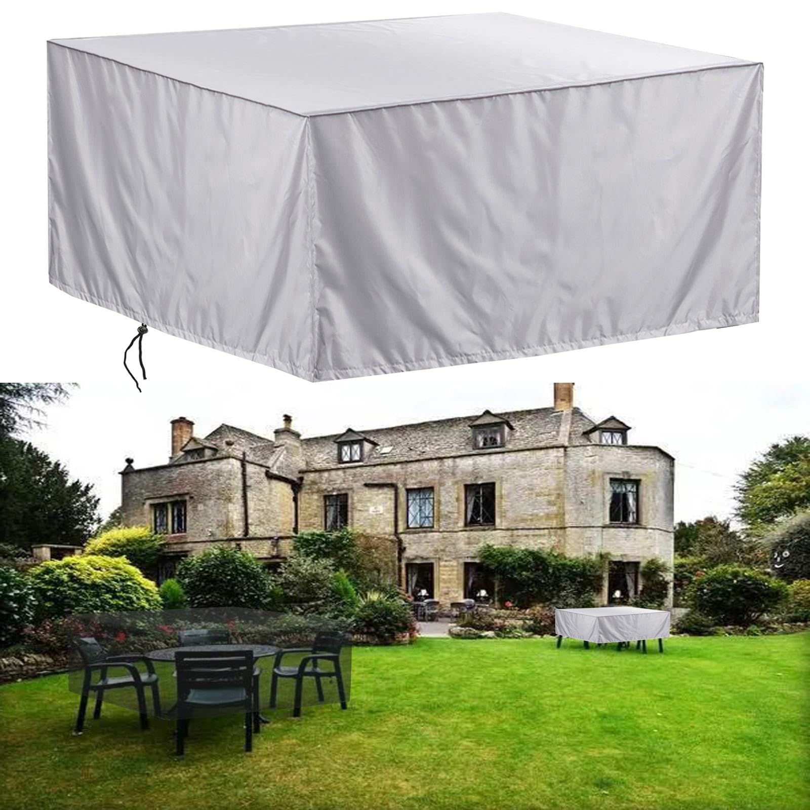 UKIXOM Outdoor Furniture Covers, 80x80x40cm/LxWxH Waterproof Patio Furniture Covers, Rectangular Heavy Duty 420D Outdoor Sectional Sofa Couch Set Cover, Patio Dining Table Covers