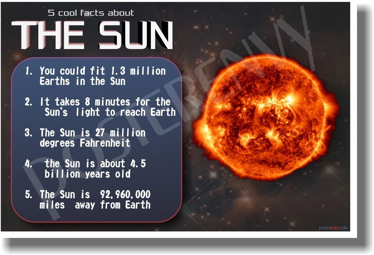 Amazon Com 5 Cool Facts About The Sun New Astronomy Science Poster Home Kitchen