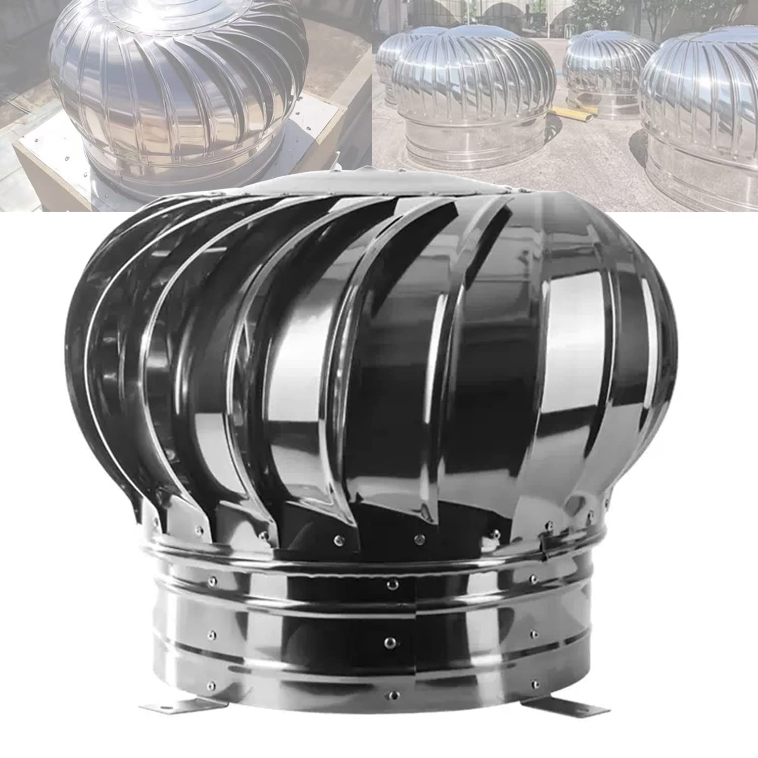 Chapeau de cheminée rotatif en inox 304 anti-pluie et robuste pour ventilation