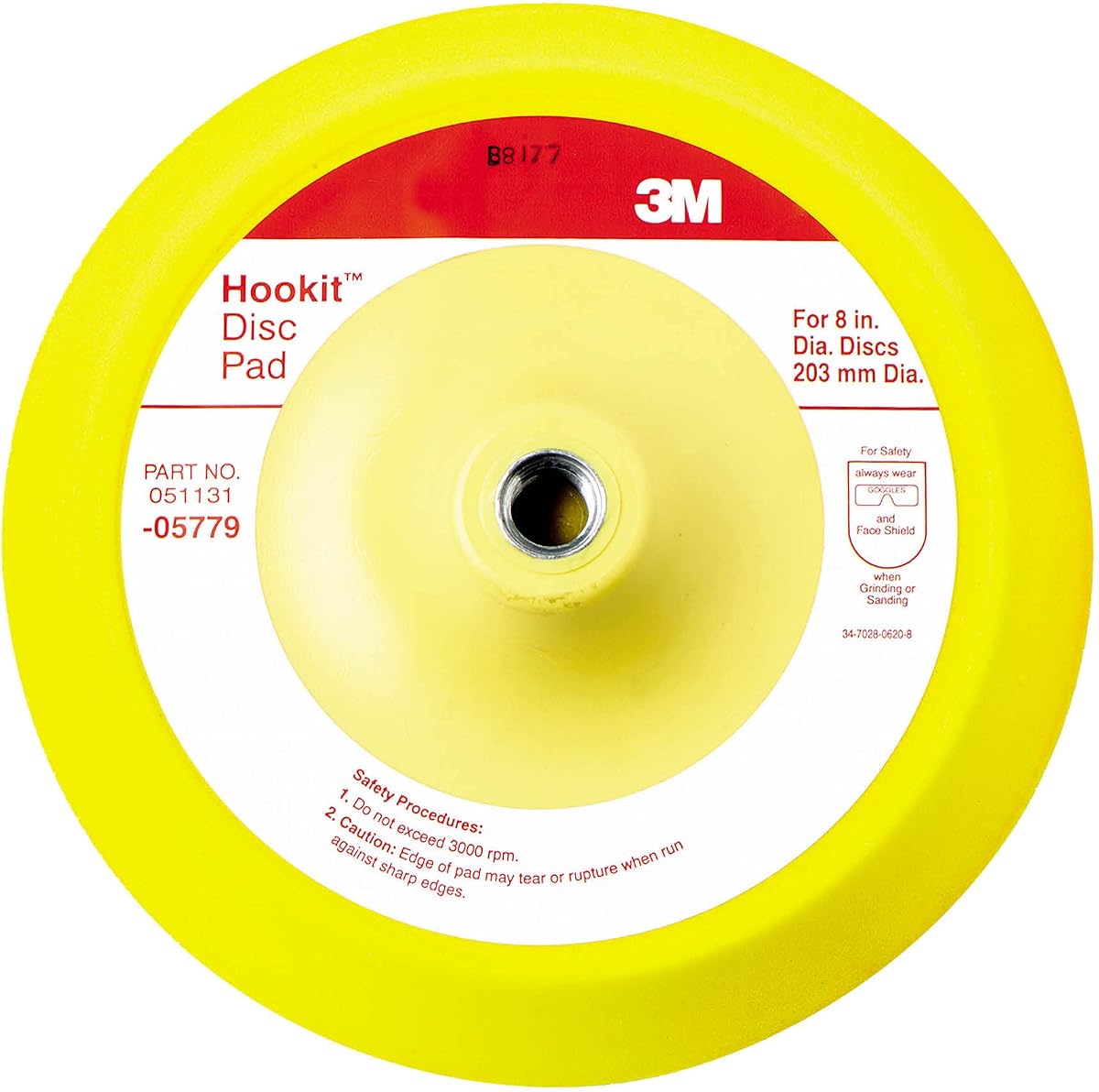 3M Hookit Abrasive Disc Pad, 05779, 8 in