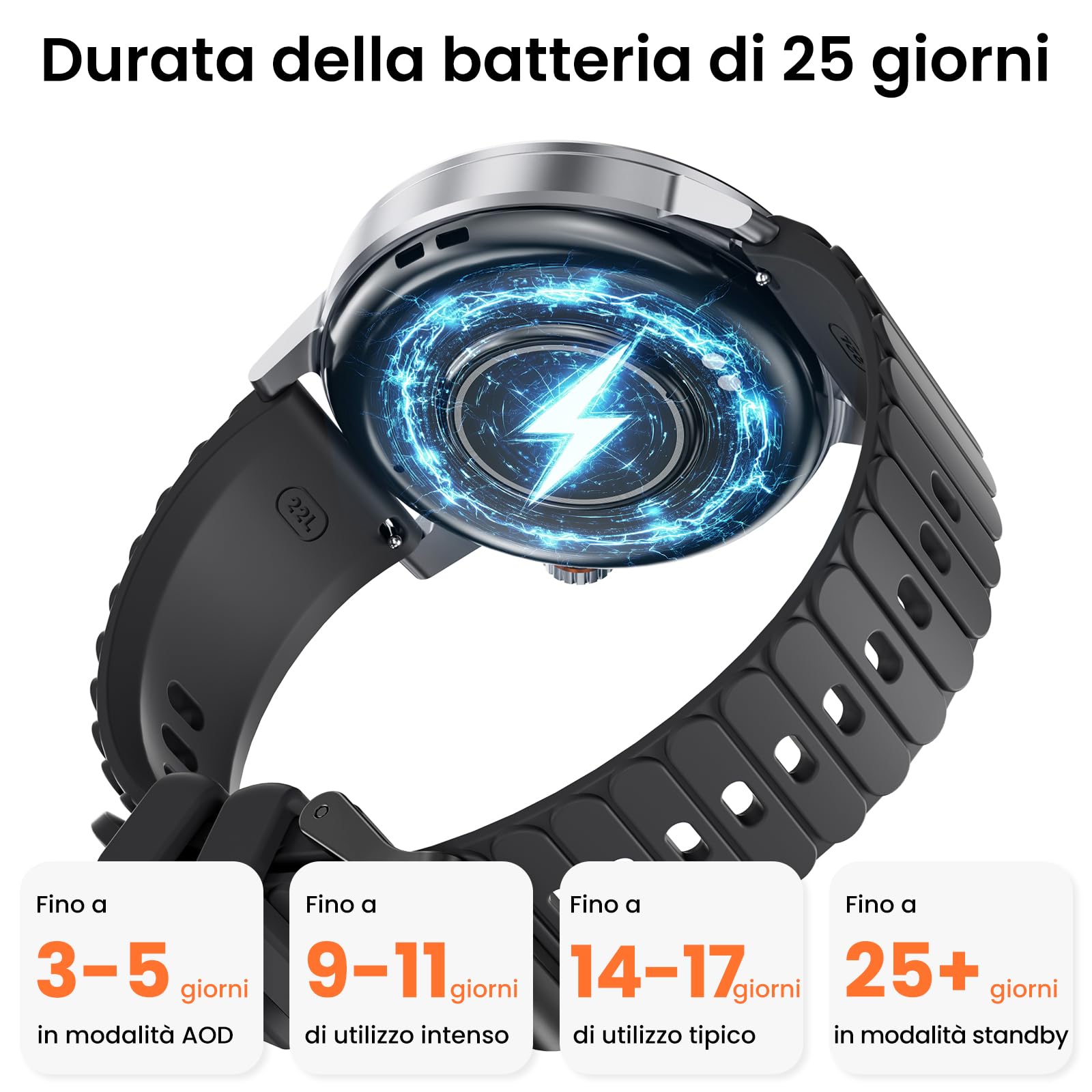 KOSPET Smartwatch con Display AMOLED 1,43" e Chiamate Bluetooth, Autonomia 18 giorni, Monitoraggio Frequenza Cardiaca, SpO2 e Sonno, 170+ modalità Fitness, IP68 impermeabile, Compatibili Android e iOS
