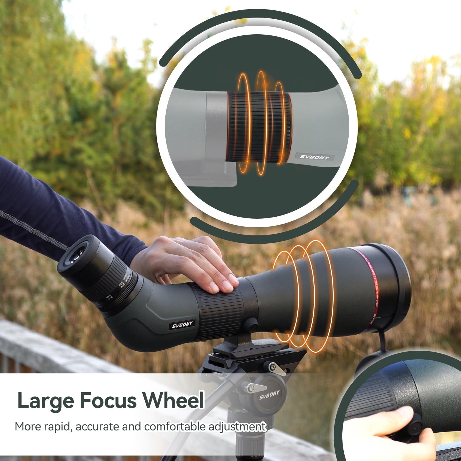 Svbony SA401 APO Lunety Obserwacyjne, 25-75x100mm Apochromatyczny Podwójny Obiektyw ED FMC, Digiscoping Kompatybilny z Kamerą Wi-Fi SC001, IPX7 Wodoodporny Dla Ptaków Oglądania, Strzelanie do Celów