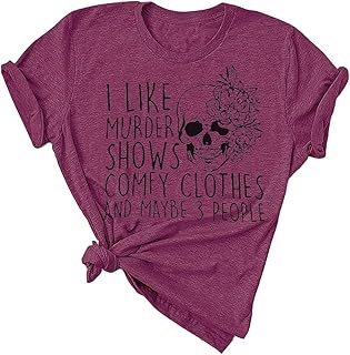 Women Novelty Shirt I Like Murder Shows Friends Horror Tee Maybe 3 People Funny Graphic Casual Athletic Tops - Buy now