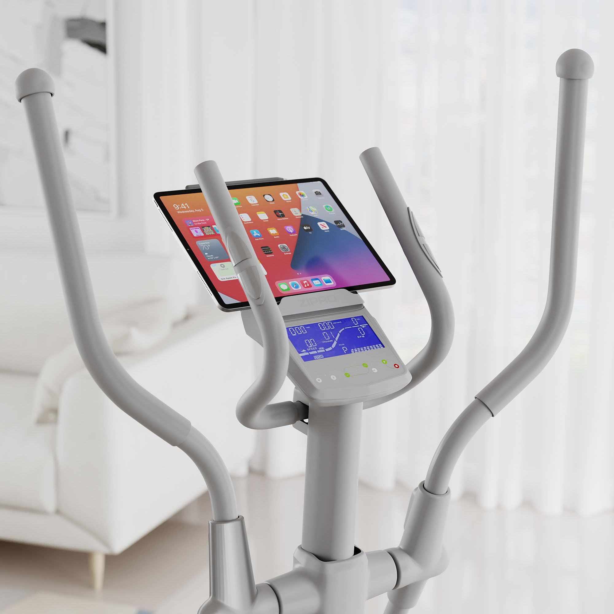 Zipro Elíptica Wave, Resistencia de hasta 120 kg, Equipo de Entrenamiento Cardiovascular, máquinas de Ejercicio, Entrenador doméstico, 32 Niveles de Resistencia, Bluetooth, Soporte para iPad