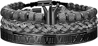 WFYOU3PCS Stainless Steel Bracelets for Men Gold Roman Numeral Bangle Bracelet Twisted Cable Bracelet Adjustable Cuff Bracelet Mens Luxury Jewelry Bracelets Gifts