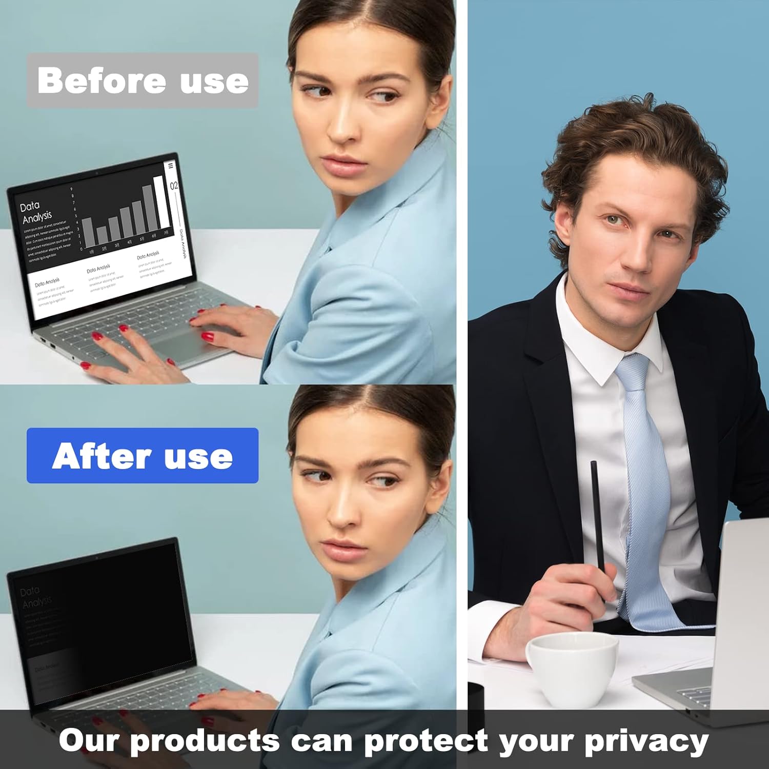 24 Inch Computer Privacy Screen Filter with Anti Glare, Privacy Screen Protector Film 16:9 Aspect Ratio for Desktop Computer Monitor