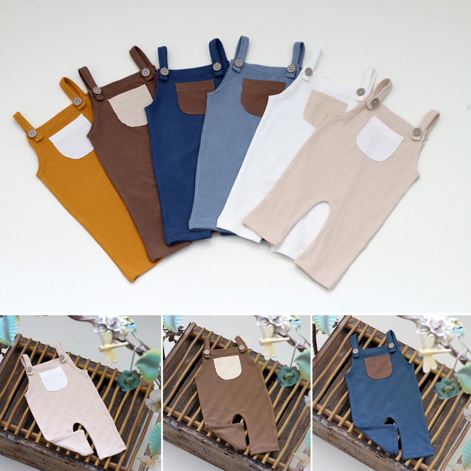 Infant Photography Props Suspender Pants Baby Photo Wear Knitted Photoshooting Clothes Newborns Shower Gift