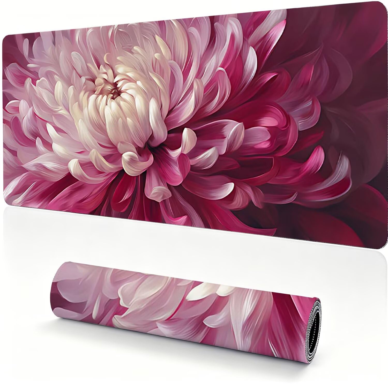 Tappetino Mouse Gaming XXL, Mousepad 1200x600x4mm rosa fiore-3 0x0-143 | Tappetino Scrivania con Base in Gomma Antiscivolo Bordi Cuciti per Computer, PC, Migliora la Precisione e la Velocità