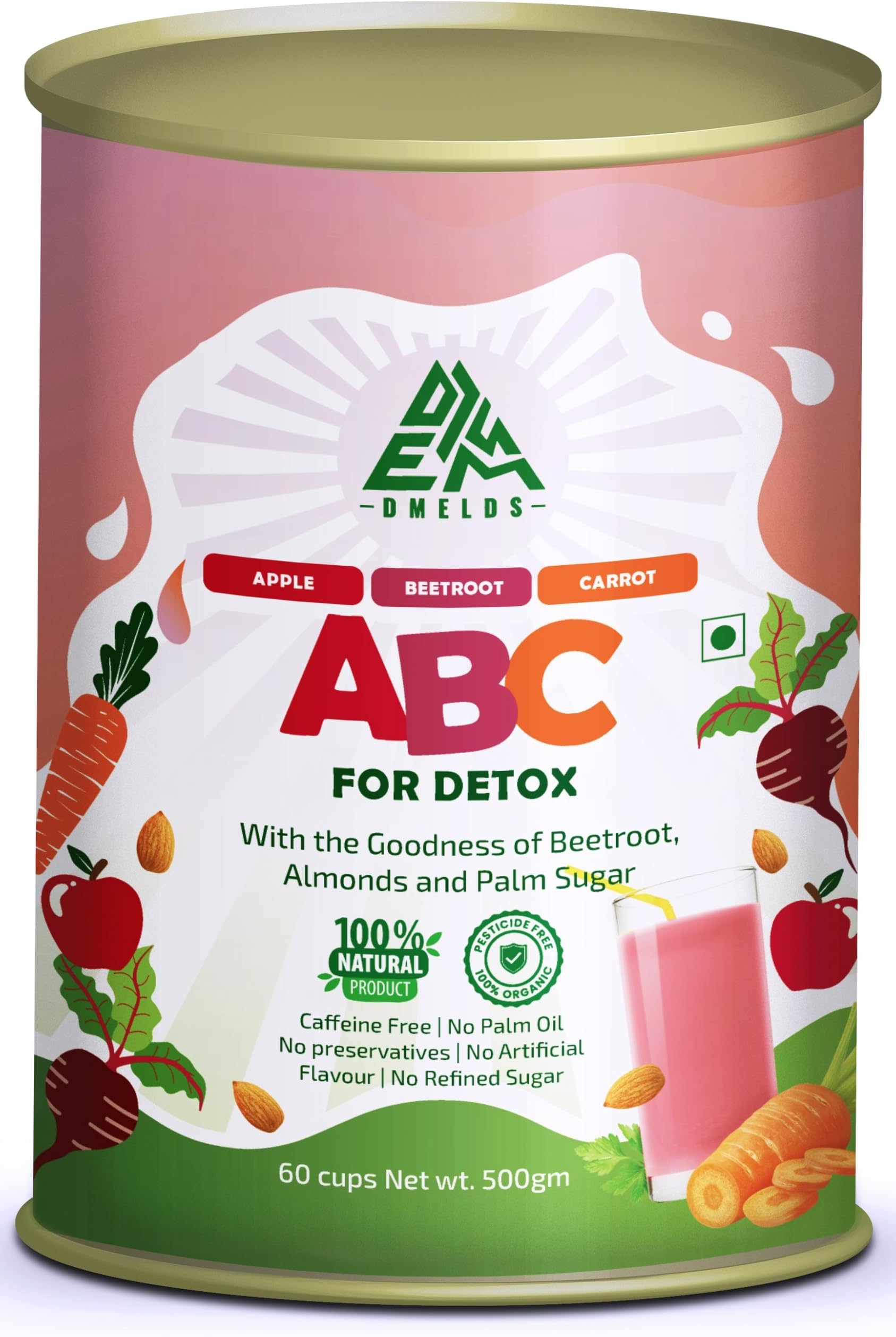 Organic ABC malt Powder 500 gm | Latte Mix, Chai Tea, Powder | Apple, Beetroot, Carrot | No Preservatives | Zero White Sugar | Ready-to-Mix | Almond, Cashew and Cardamom | 500 gm