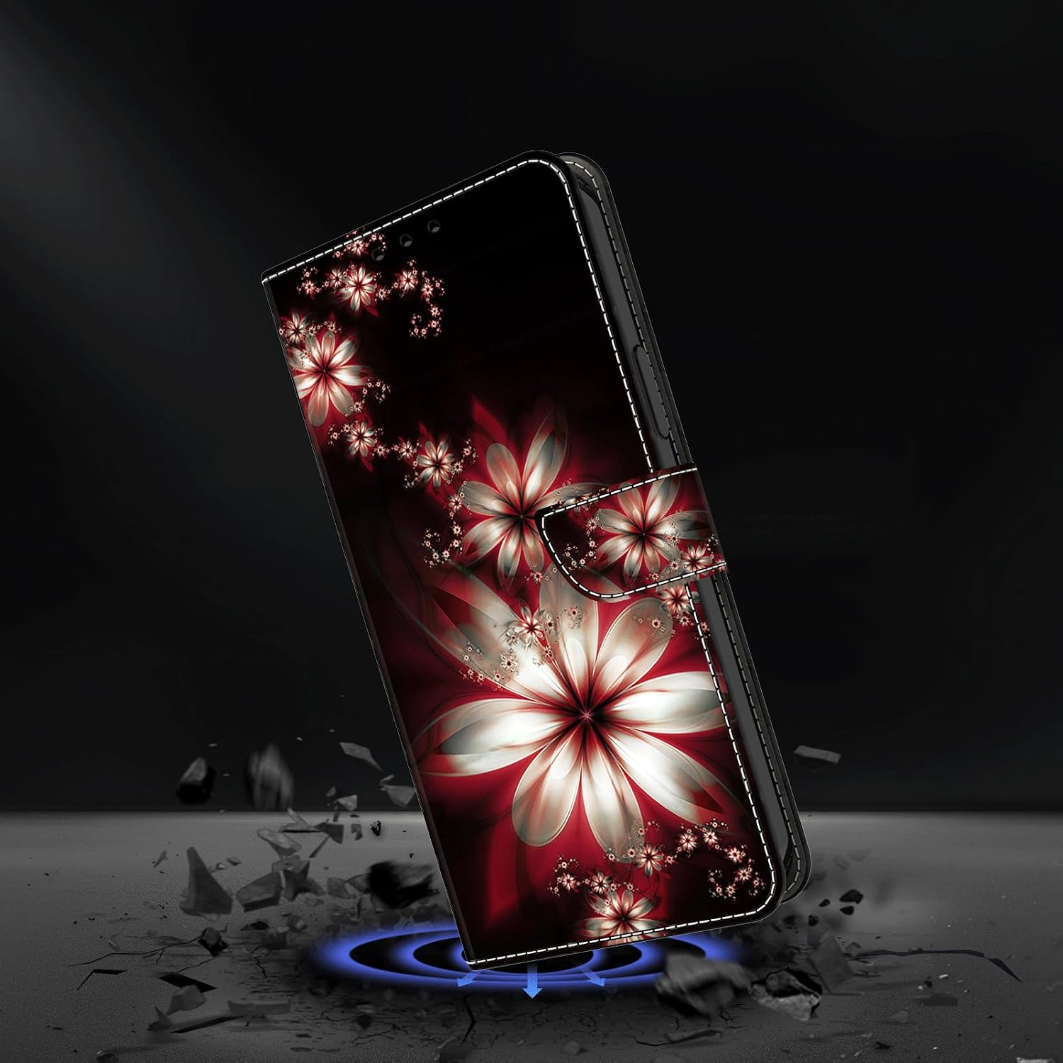 ALILANG for iPhone 13 Pro Max & iPhone 12 Pro Max 6.7 inch Wallet Case with Credit Card Holder, Flip Book PU Leather Protective Magnetic Cover for iPhone 13 Pro Max Phone Case (Fantasy Flower)