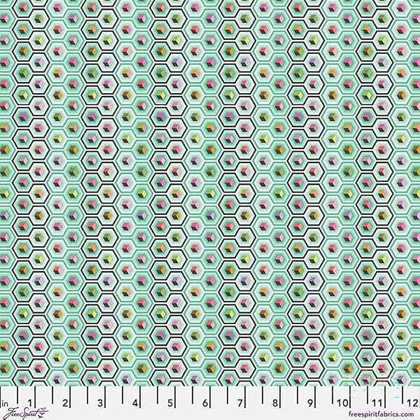 Free Spirit Prince Charming De`ja` Vu - PWTP280 Sweetmint Hex Box - Cotton Quilting Fabric - 1