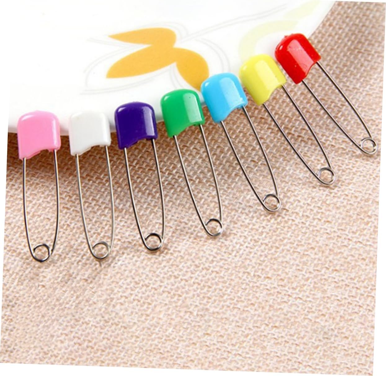 100pcs Diaper Safety Pins Large Pins Locking Plastic Heads Non-Burrs Safe for Newborns Heavy Duty for Clothing Bibs Laundry