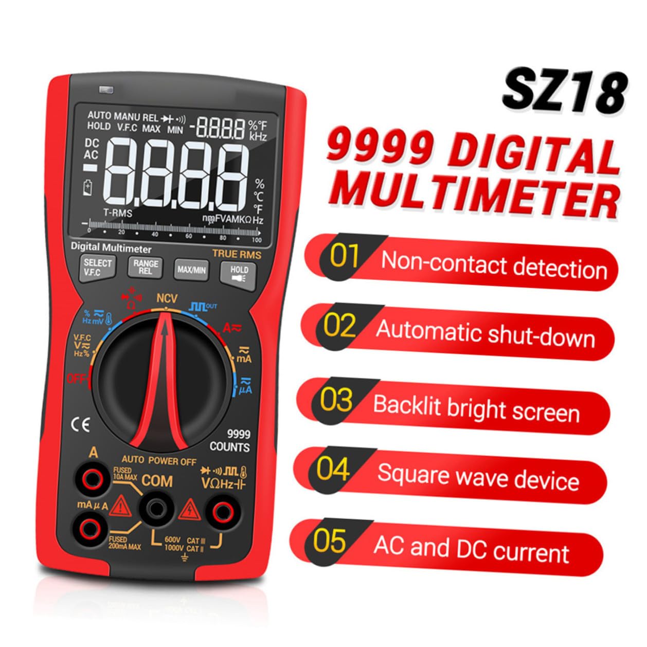 LIFKOME Digital Multimeter High Accuracy Voltage Display Screen Portable Measurement Device Manual Range Selection No Battery Included