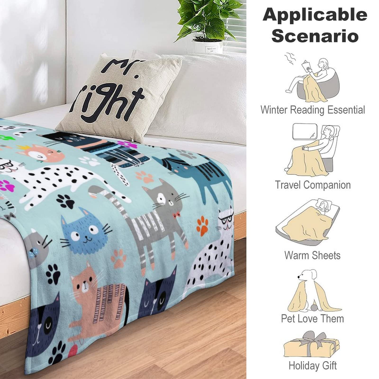 Aazon.co: Cat Blanket Funny Cat Gifts For Girls Boys Woan Kids Cat