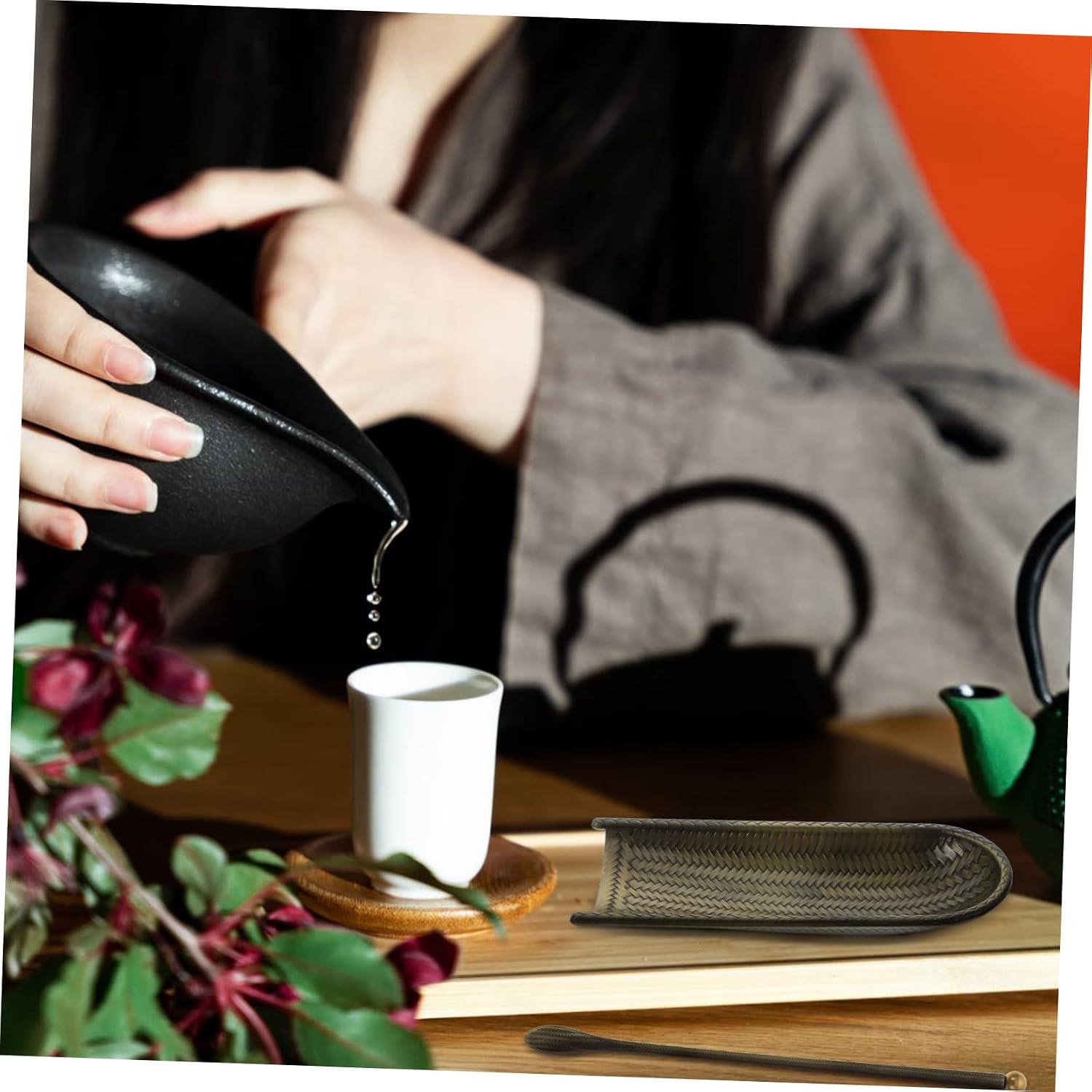 Cabilock 1set Alloy Tea Scoop Set Bamboo Tea Needle Classic Kung Fu Accessory for Measuring and Serving Loose Leaf