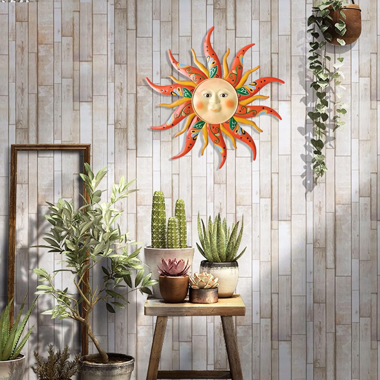 Large Metal Sun Wall Art Decor - 23.6Inches Sun Face Garden Sculptures & Statues Wall Art for Indoor and Outdoor Decor, Yard, Farmhouse, Patio, Garden Decorations