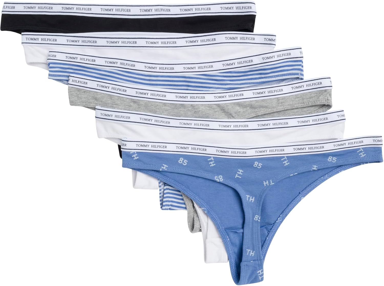 Tommy Hilfiger womens Classic Cotton Thong Underwear With Logo Waistband 6-pack - Image 7