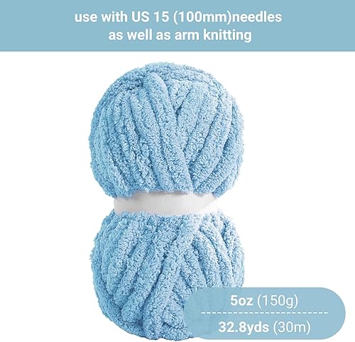 Vista 45 de HOMBYS Hilo de felpilla grueso verde salvia para tejer a mano, esponjoso, suave, jumbo, hilo súper voluminoso para manta gruesa, hilo para tejer