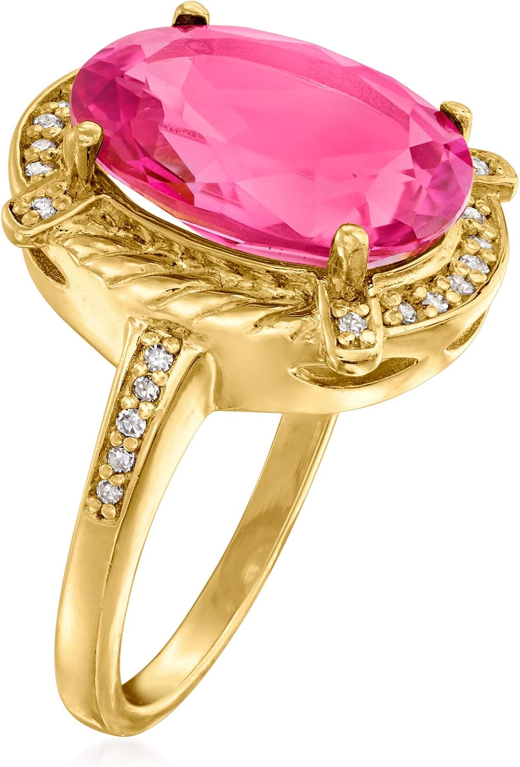 Ross-Simons 3.10 Carat Pink Topaz and .10 ct. t.w. White Topaz Ring in 18kt Gold Over Sterling - Image 3