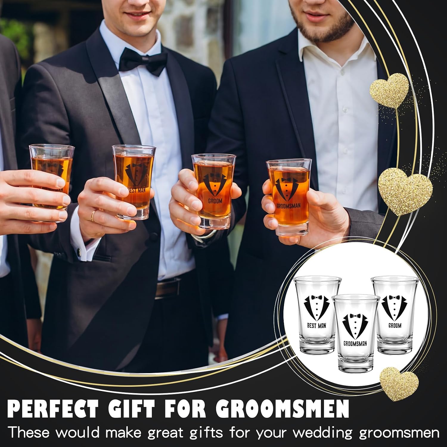 8 Pcs Groomsmen Proposal Gift Acrylic Party Shot Glasses 1.2 oz