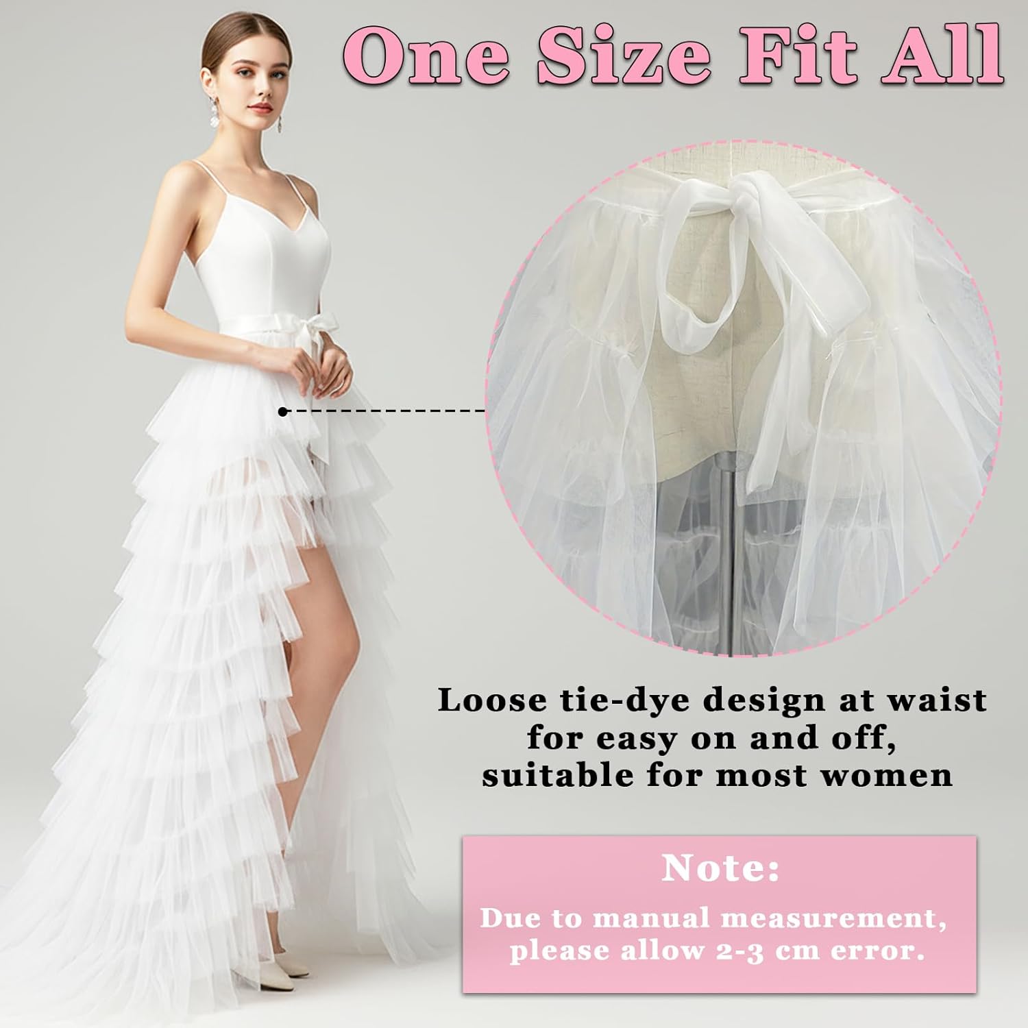 White Tulle Skirt Detachable Train Wedding Dress Long Tulle Skirt for Women Birthday Wedding for Bridal Party Cocktail Party Festival Maxi Mesh Overskirt Outfits - Image 4
