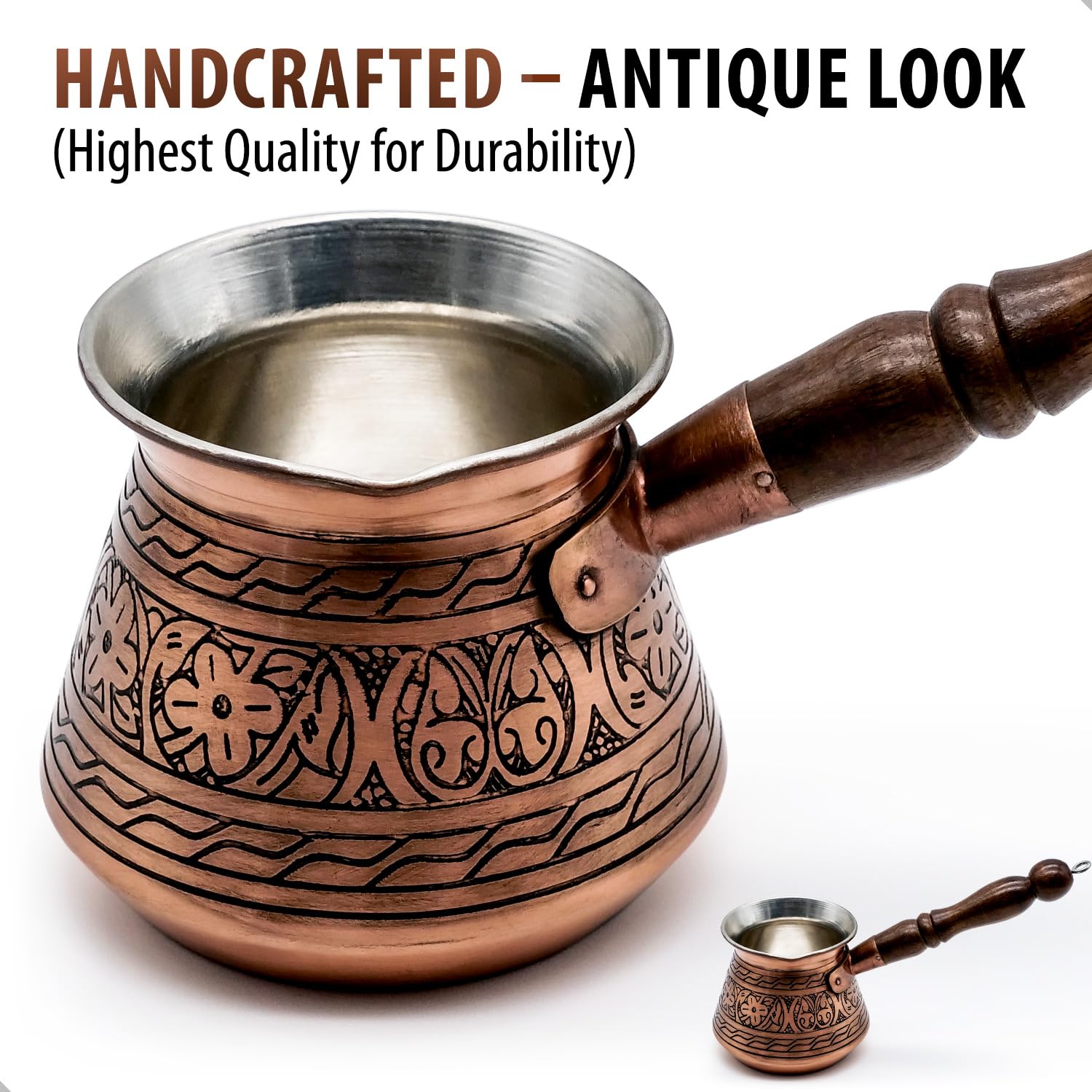 Caffettiera Turca In Rame Sultan - 2 Tazze, Manico Legno, Lavorata A Mano, Colore Rosso - Foto 4