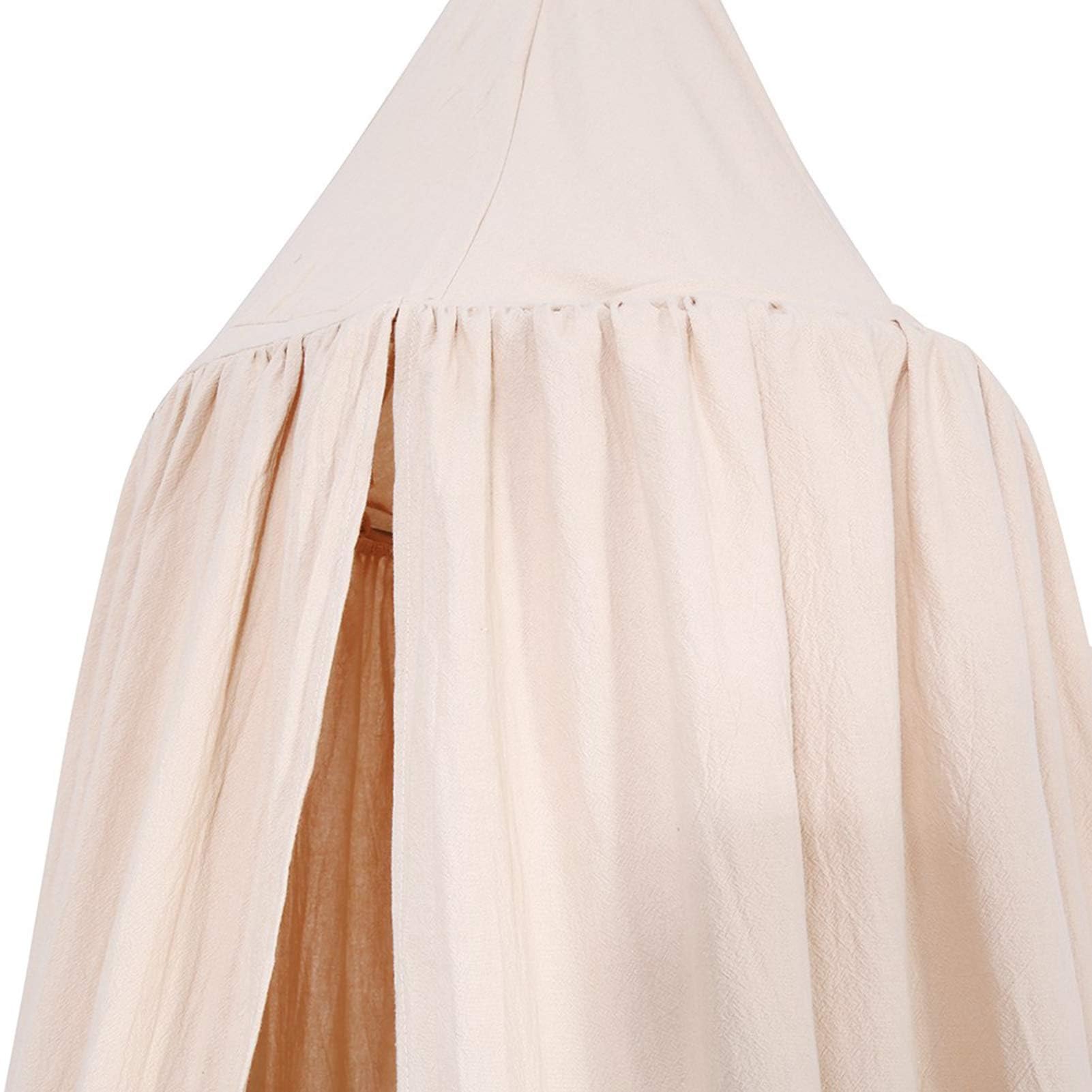 Rundes Babybett Moskitonetz Kuppel aus Baumwolle, Khaki Baldachin Vorhang für Kinderbett mit Stahlring, 235cm Höhe, 50cm Durchmesser, inkl. Montagezubehör