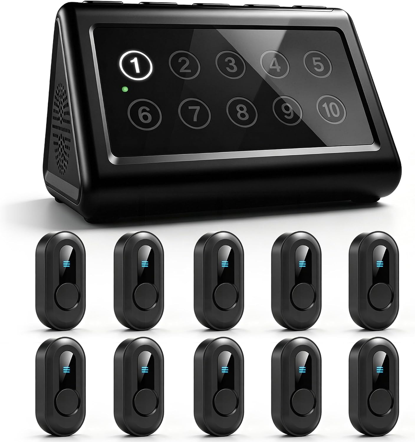 SanJie Wireless Nurse Call System for Elderly Care, Number Display & Voice Alert Receiver,1000ft Range, Patient Call Bell with 10 Waterproof Buttons for Nursing Homes, Assisted Living & Nurse Stations