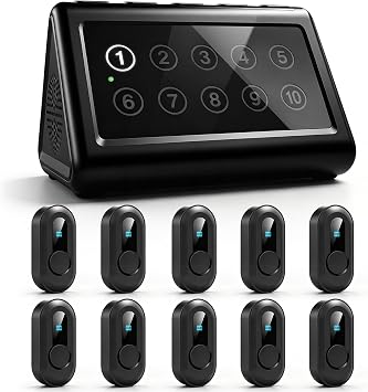 Wireless Nurse Call System for Elderly Care, Number Display & Voice Alert Receiver,1000ft Range, Patient Call Bell with 10 Waterproof Buttons for Nursing Homes, Assisted Living & Nurse Stations