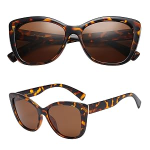 PolarSpex Polarized Cat Eye Sunglasses for Women Oversized UV400 Celebrity Fashion Sun Glasses for Beach or Driving