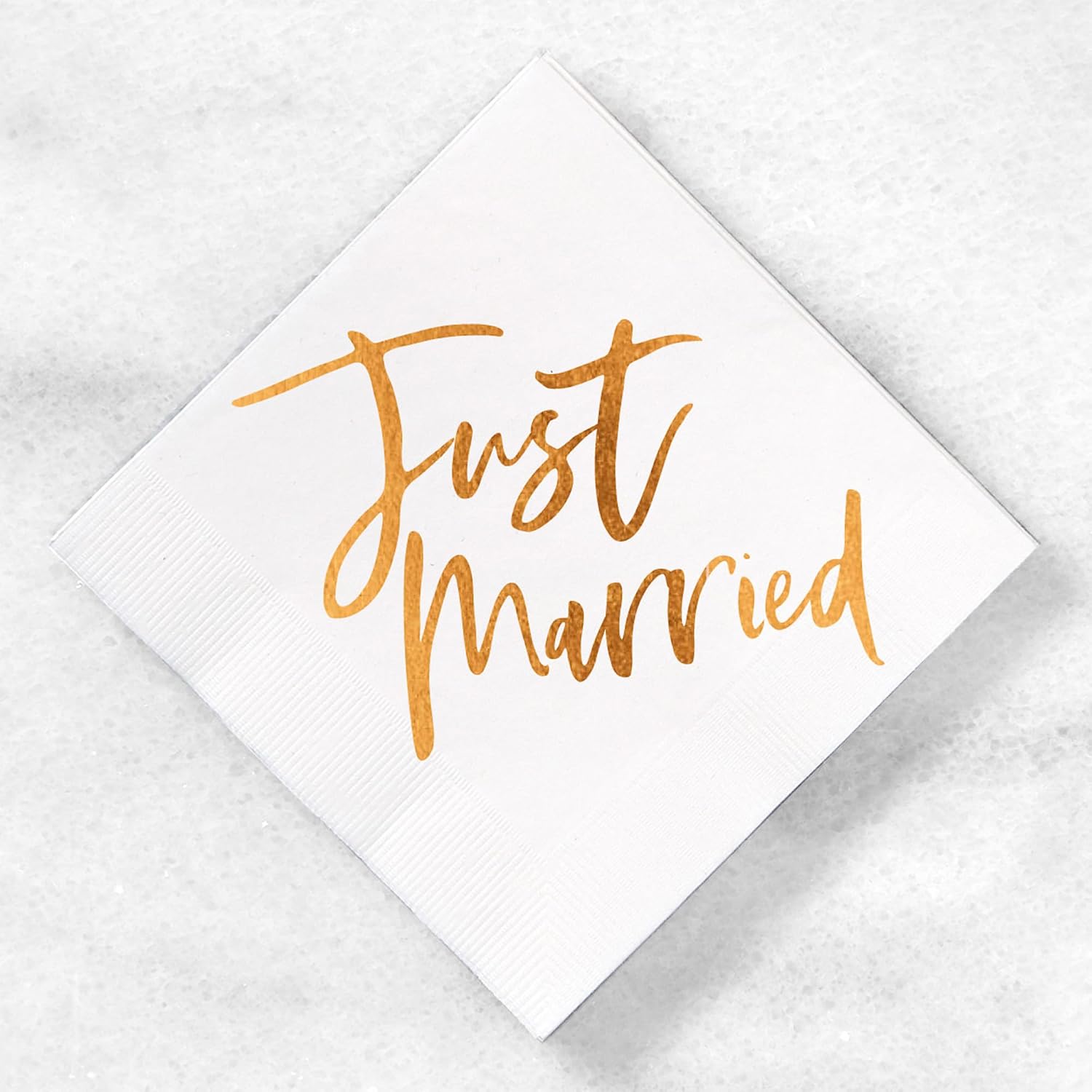 Just Married Wedding Napkins, 3-Ply, Disposable Napkins, Foil Stamped Napkins (20 count)