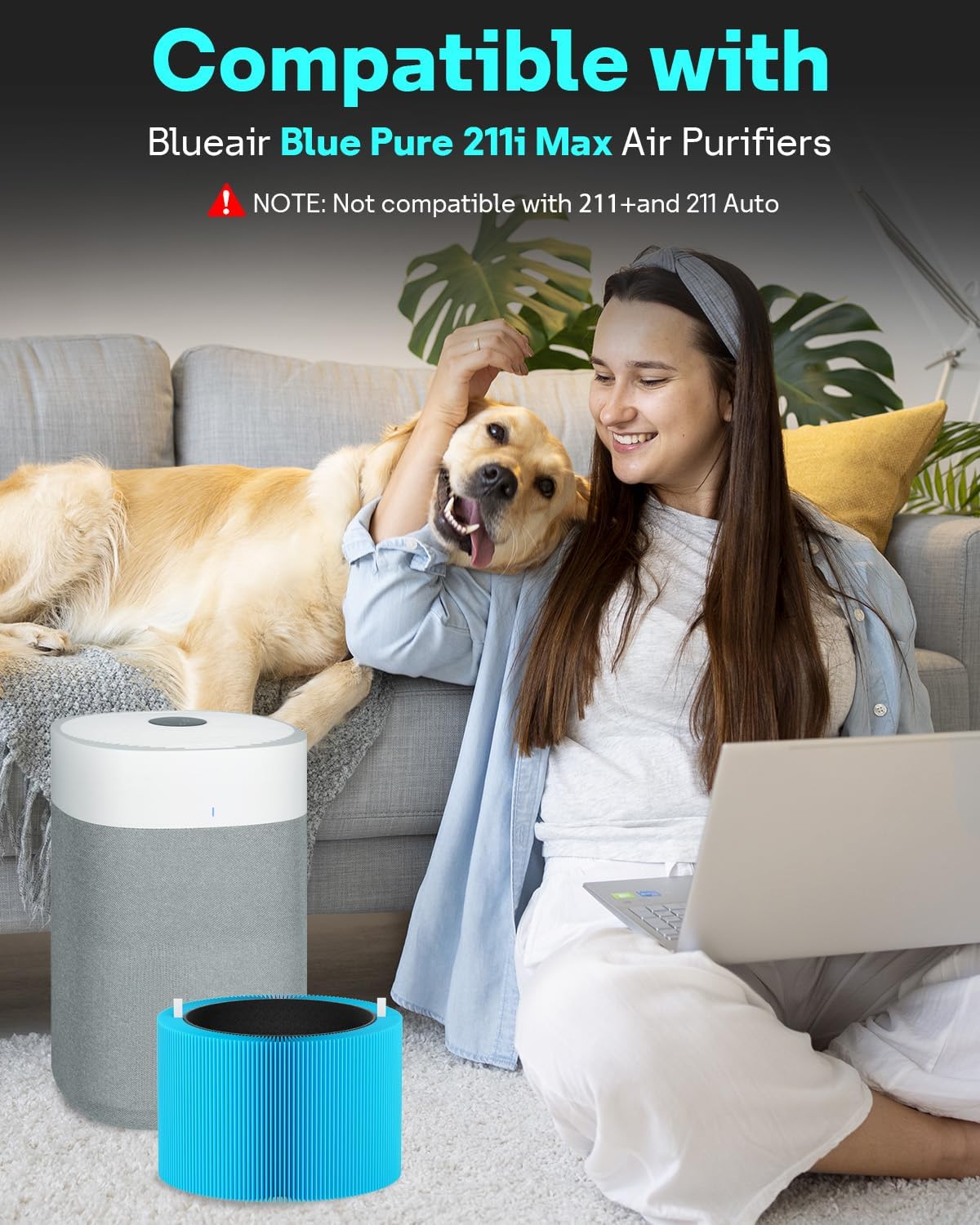 Leemone 2 Pack Blue Pure 211i Max AllergenBlock Filter Replacement Compatible with Blue Pure 211i Max Air Purifier, True HEPA & Activated Carbon Replacement Filter, Compare to Part #F2MAX