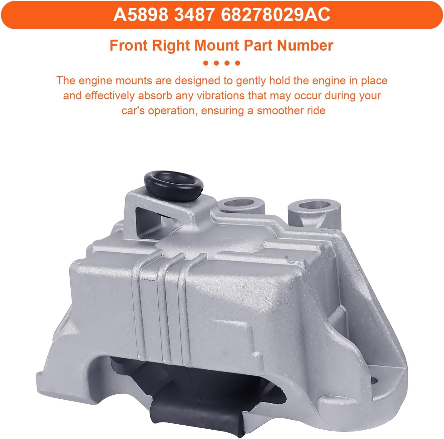 Engine Motor Mount Compatible with 2016-2017 Fiat 500X 2.4L L4 SOHC,2015-2017 Jeep Renegade 2.4L L4, Replacement for A20116 A5862 A5898 A3477.