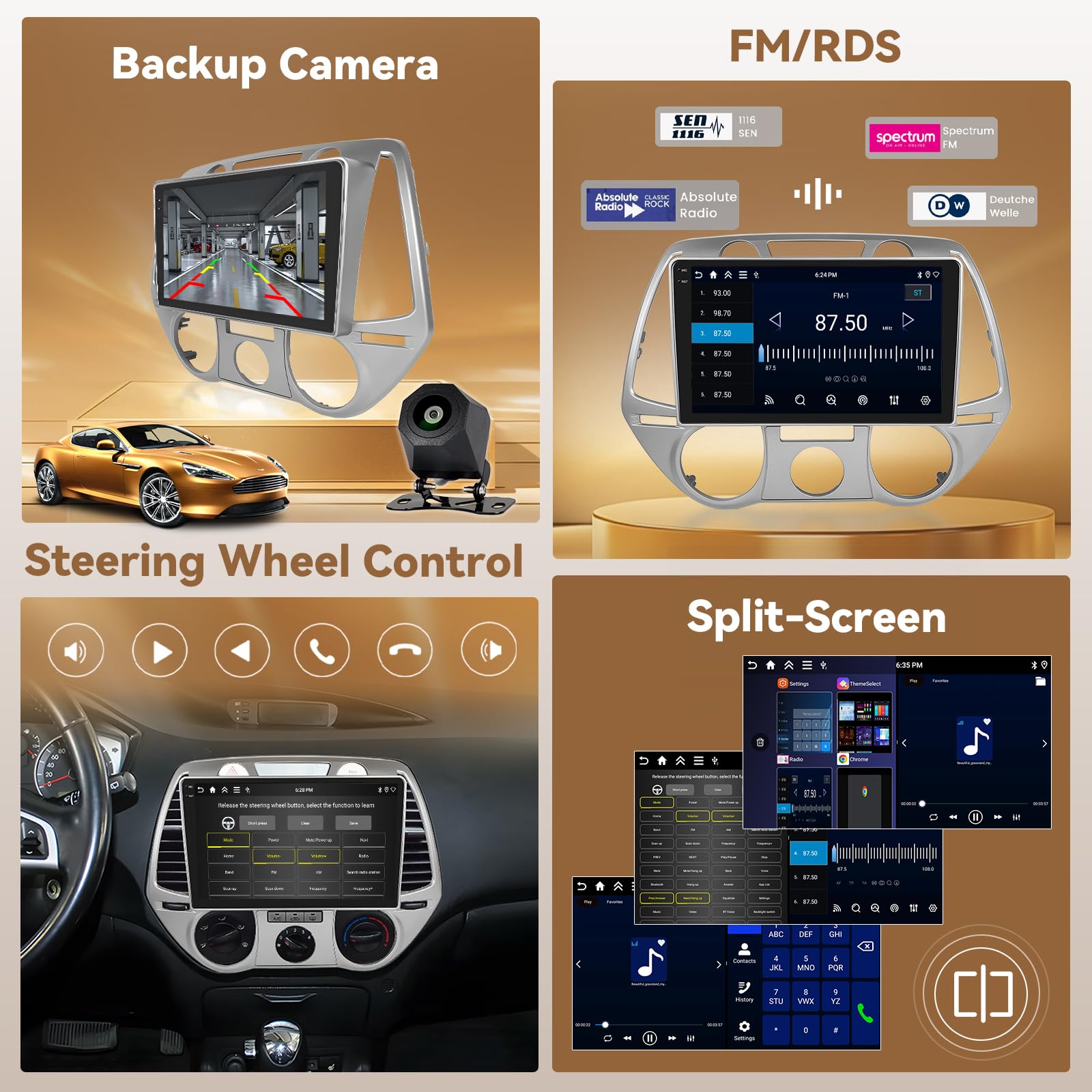 Radio samochodowe Hyundai i20, samochodowe stereo Hyundai i20, radio samochodowe Hyundai i20, ekran z Wi-Fi 2008 2009 2010 2011 2012, nawigacja samochodowa Hyundai i20, Hyundai i20 CarPlay, Hyundai i2