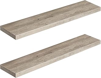 HOOBRO Floating Shelves, Wall Shelf Set of 2, 39.4 inch Hanging Shelf with Invisible Brackets, for Bathroom, Bedroom, Toilet, Kitchen, Office, Living Room Decor, Greige BG100BJP201