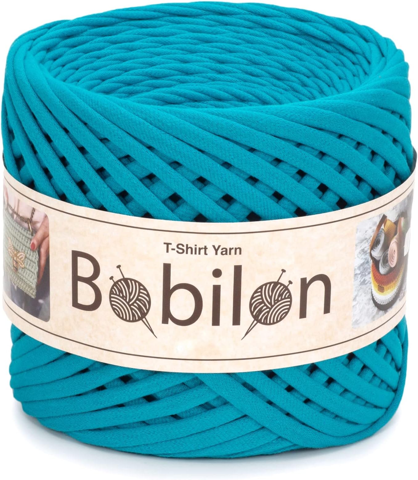 Bobilon T-Shirt Yarn Fettuccini Zpagetti Style, 7-9 mm Tshirt Yarn for Crocheting, Knitting Yarn Ball, T Yarn Organic, Macrame T-Yarn, Ribbon Yarn 100% Cotton Fabric, Jersey Yarn Blue Lagoon