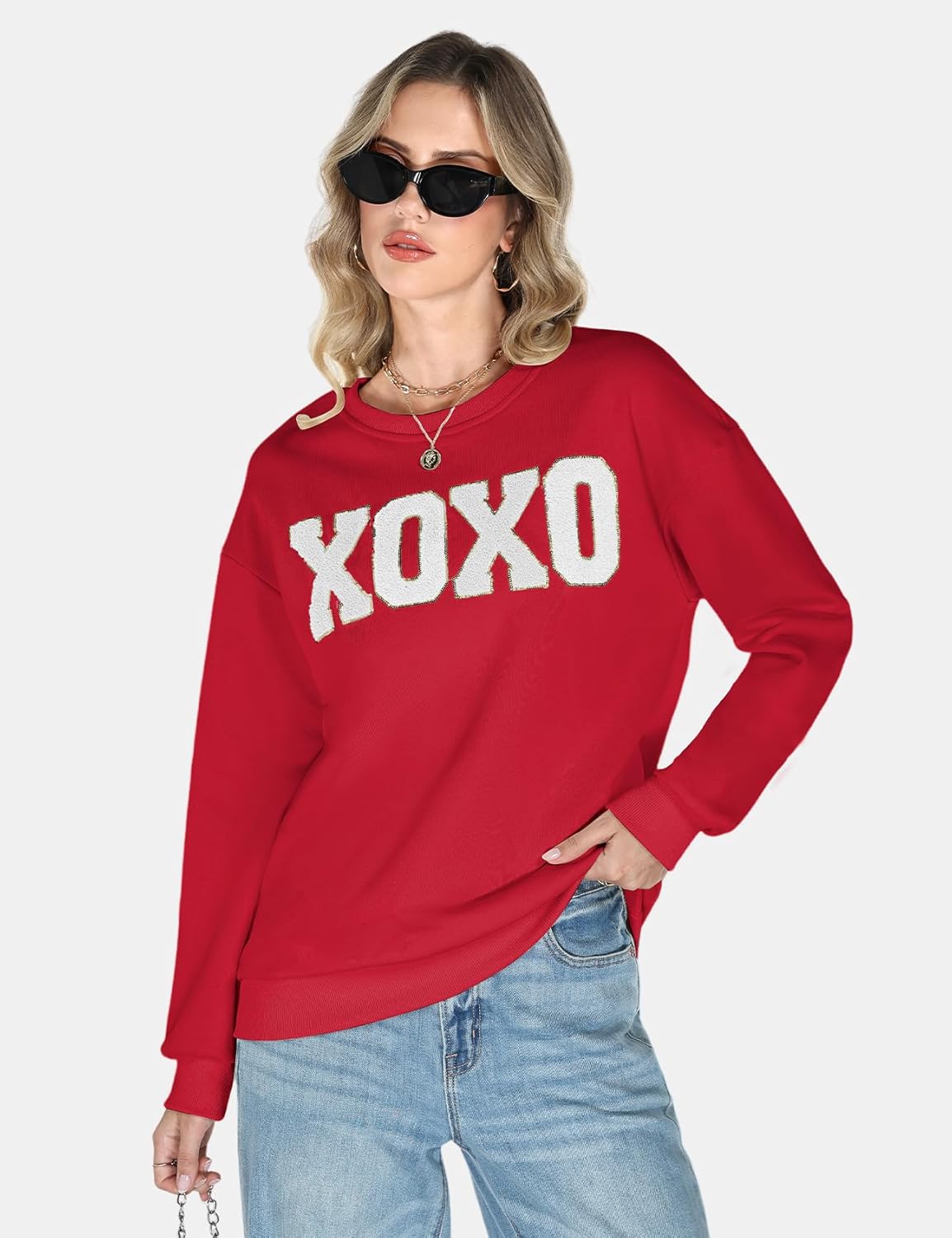 Gihuo Valentine Sweatshirts for Women Crewneck Pullover Sweater Tops Cute Long Sleeve - Image 2